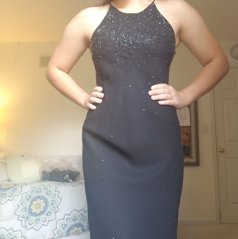 Black Beaded Prom Dress